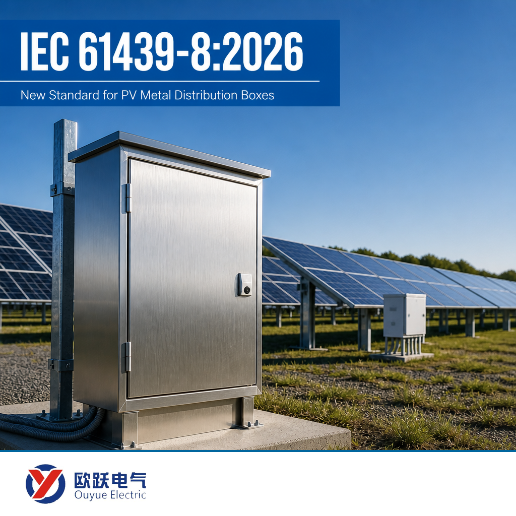 Nová pravidla IEC 61439-8:2026 pro PV kovové rozvodné krabice