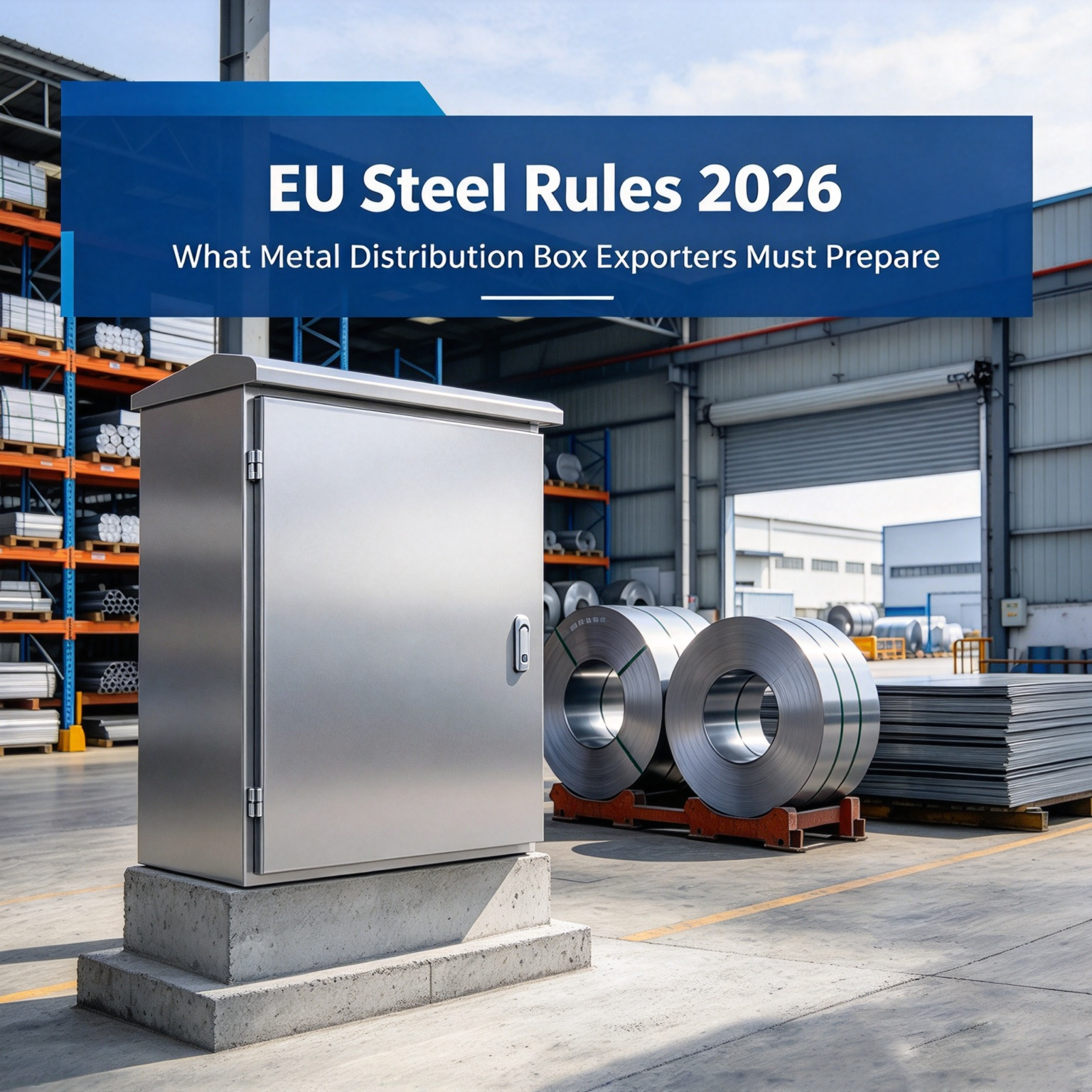 EU Steel Rules 2026: Průvodce exportem kovových distribučních krabic